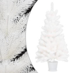 vidaXL Árbol de Navidad preiluminado con luces y bolas blanco 90 cm
