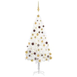 vidaXL Árbol de Navidad preiluminado con luces y bolas blanco 150 cm