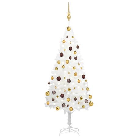 vidaXL Árbol de Navidad preiluminado con luces y bolas blanco 150 cm