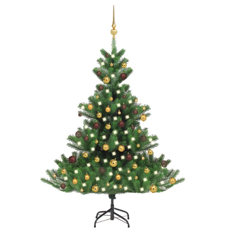 vidaXL Árbol de Navidad abeto Nordmann con LEDs y bolas verde 120 cm vidaXL Árbol de Navidad abeto Nordmann con LEDs y bolas verde 120 cm