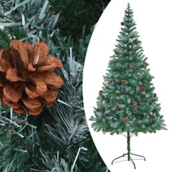 vidaXL Árbol de Navidad artificial con LEDs, bolas y piñas 210 cm
