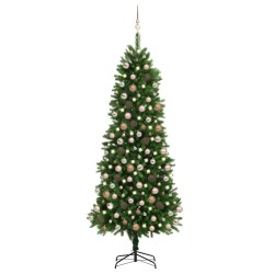 vidaXL Árbol de Navidad artificial con luces y bolas verde 240 cm