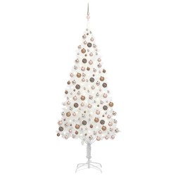 vidaXL Árbol de Navidad preiluminado con luces y bolas blanco 240 cm