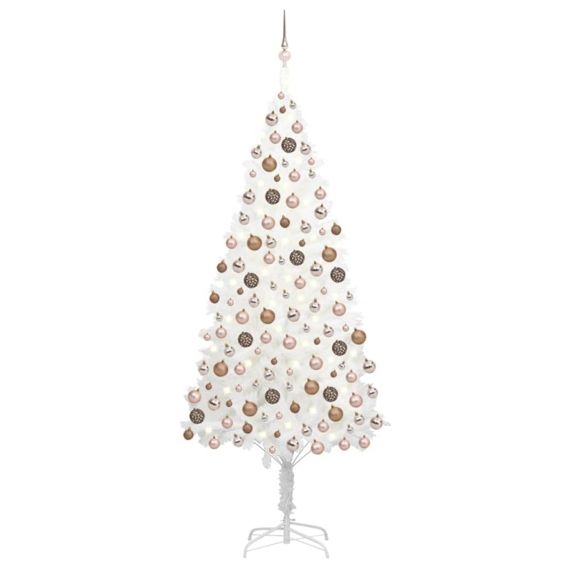 vidaXL Árbol de Navidad preiluminado con luces y bolas blanco 240 cm vidaXL Árbol de Navidad preiluminado con luces y bolas blanco 240 cm