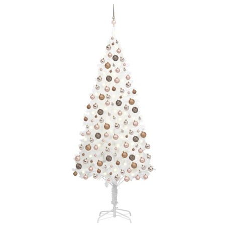 vidaXL Árbol de Navidad preiluminado con luces y bolas blanco 240 cm