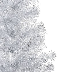 vidaXL Árbol de Navidad preiluminado con luces y bolas plateado 210 cm