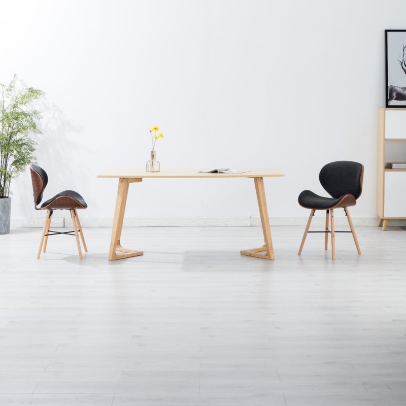 vidaXL Sillas de comedor 2 unidades tela y madera curvada gris oscuro vidaXL Sillas de comedor 2 unidades tela y madera curvada gris oscuro