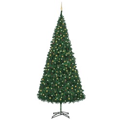 vidaXL Árbol de Navidad preiluminado con luces y bolas verde 500 cm