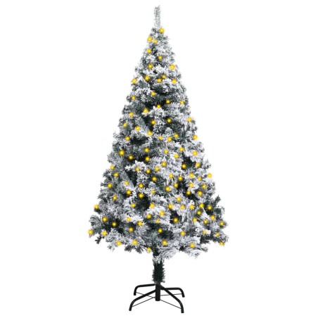 vidaXL Árbol de Navidad artificial verde con luces y nieve 120 cm