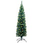 vidaXL Árbol de Navidad delgado con luces y soporte PVC verde 150 cm vidaXL Árbol de Navidad delgado con luces y soporte PVC verde 150 cm