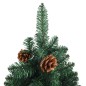 vidaXL Árbol de Navidad delgado madera auténtica y piñas verde 150 cm