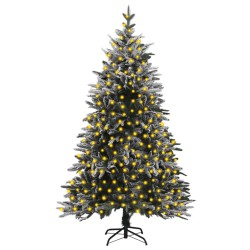 vidaXL Árbol de Navidad artificial con luces y nieve PVC&PE 210 cm