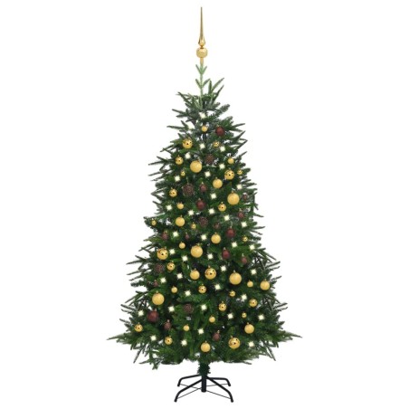 vidaXL Árbol de Navidad artificial con LEDs y bolas PVC verde 180 cm
