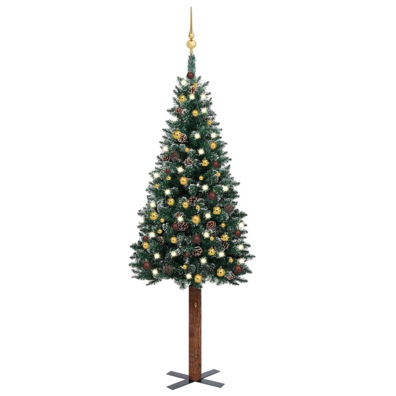 vidaXL Árbol de Navidad delgado con luces y bolas verde 180 cm vidaXL Árbol de Navidad delgado con luces y bolas verde 180 cm