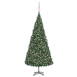 vidaXL Árbol de Navidad preiluminado con luces y bolas verde 500 cm