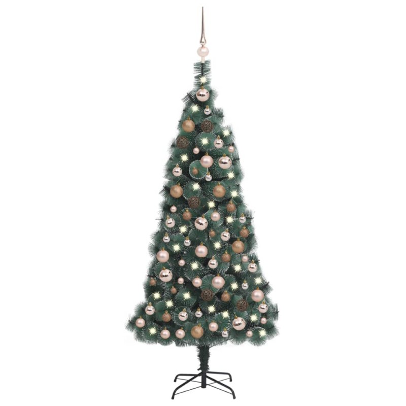 vidaXL Árbol de Navidad con LED y bolas PVC&PE verde 150 cm