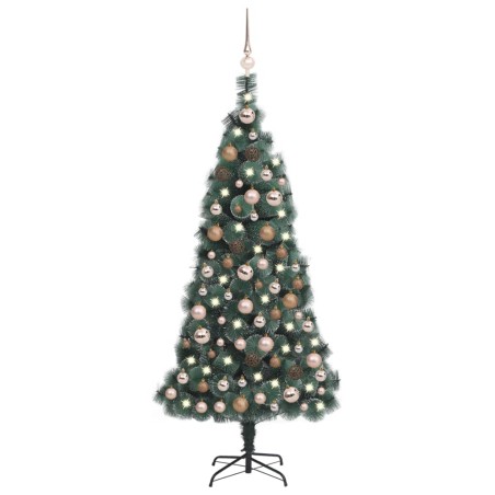 vidaXL Árbol de Navidad con LED y bolas PVC&PE verde 150 cm