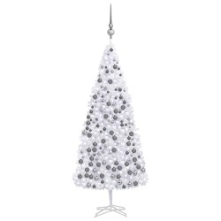 vidaXL Árbol de Navidad preiluminado con luces y bolas blanco 500 cm