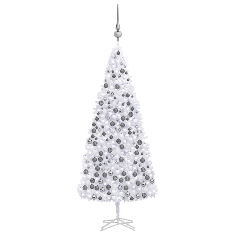 vidaXL Árbol de Navidad preiluminado con luces y bolas blanco 500 cm vidaXL Árbol de Navidad preiluminado con luces y bolas blanco 500 cm