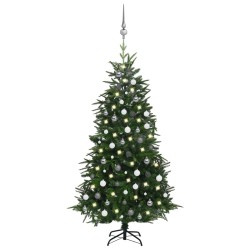 vidaXL Árbol de Navidad artificial LEDs y bolas PVC&PE verde 180 cm