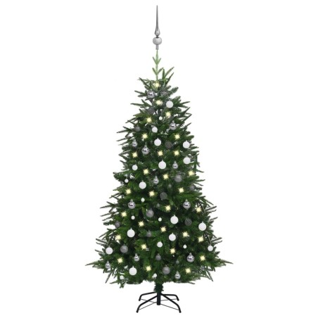 vidaXL Árbol de Navidad artificial LEDs y bolas PVC&PE verde 180 cm