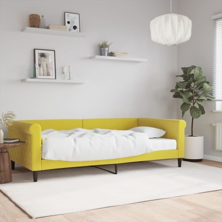 vidaXL Sofá cama con colchón terciopelo amarillo 100x200 cm