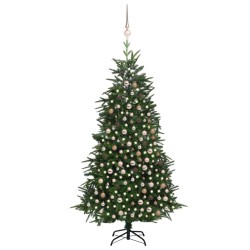 vidaXL Árbol de Navidad artificial con LED y bolas PVC&PE verde 210 cm