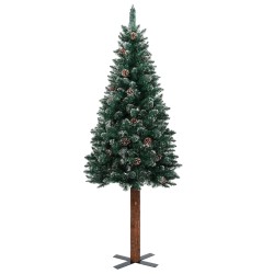 vidaXL Árbol de Navidad delgado con luces y bolas verde 210 cm