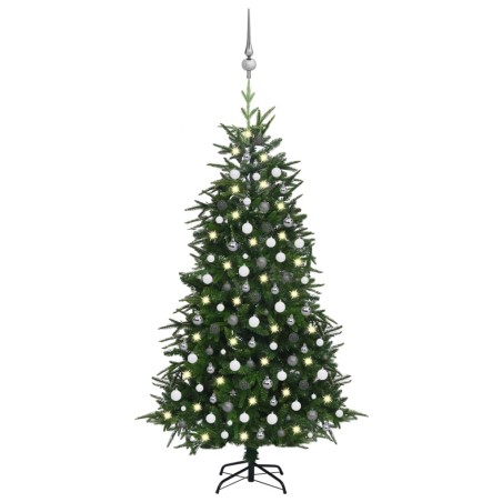 vidaXL Árbol de Navidad artificial con LED y bolas PVC PE verde 240 cm
