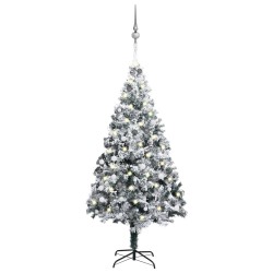 vidaXL Árbol de Navidad preiluminado con luces y bolas verde 240 cm