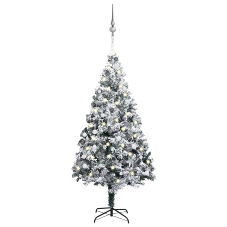 vidaXL Árbol de Navidad preiluminado con luces y bolas verde 240 cm