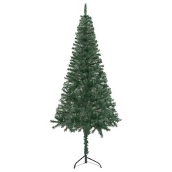 vidaXL Árbol de Navidad artificial de esquina LED y bolas verde 180 cm