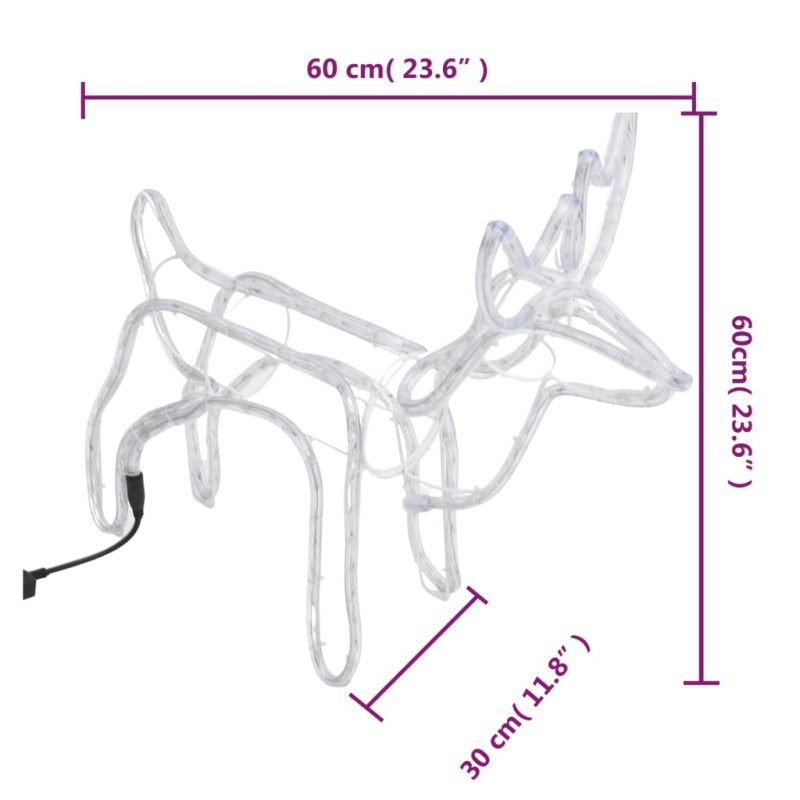 vidaXL Figura de reno Navidad 2 unidades blanco cálido 60x30x60 cm vidaXL Figura de reno Navidad 2 unidades blanco cálido 60x30x60 cm