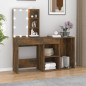 vidaXL Tocador con LEDs y armario madera contrachapada roble ahumado vidaXL Tocador con LEDs y armario madera contrachapada roble ahumado