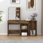 vidaXL Tocador con LEDs y armario madera contrachapada roble ahumado vidaXL Tocador con LEDs y armario madera contrachapada roble ahumado