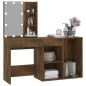 vidaXL Tocador con LEDs y armario madera contrachapada roble ahumado vidaXL Tocador con LEDs y armario madera contrachapada roble ahumado