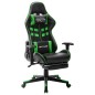 vidaXL Silla de gaming con reposapiés cuero sintético negro y verde vidaXL Silla de gaming con reposapiés cuero sintético negro y verde