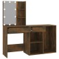 vidaXL Tocador con LEDs y armario madera contrachapada roble ahumado vidaXL Tocador con LEDs y armario madera contrachapada roble ahumado