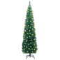 vidaXL Árbol de Navidad delgado con luces y soporte PVC verde 210 cm vidaXL Árbol de Navidad delgado con luces y soporte PVC verde 210 cm