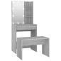 vidaXL Juego de tocador con LED madera contrachapada gris Sonoma vidaXL Juego de tocador con LED madera contrachapada gris Sonoma