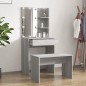 vidaXL Juego de tocador con LED madera contrachapada gris Sonoma vidaXL Juego de tocador con LED madera contrachapada gris Sonoma