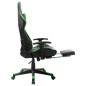 vidaXL Silla de gaming con reposapiés cuero sintético negro y verde vidaXL Silla de gaming con reposapiés cuero sintético negro y verde