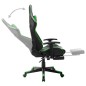 vidaXL Silla de gaming con reposapiés cuero sintético negro y verde vidaXL Silla de gaming con reposapiés cuero sintético negro y verde