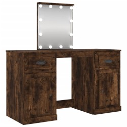 vidaXL Tocador con LED color roble ahumado 130x50x132,5 cm