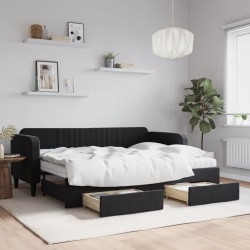 vidaXL Sofá cama nido con cajones terciopelo negro 80x200 cm