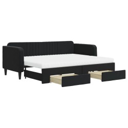 vidaXL Sofá cama nido con cajones terciopelo negro 80x200 cm