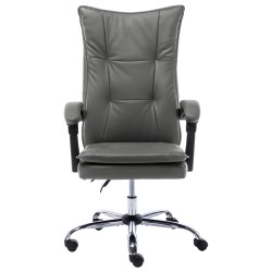 vidaXL Silla de oficina de cuero sintético gris antracita