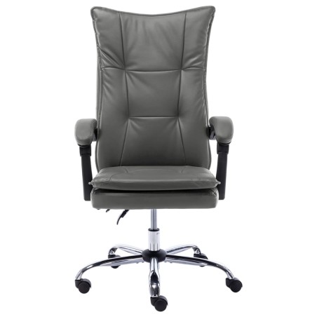 vidaXL Silla de oficina de cuero sintético gris antracita