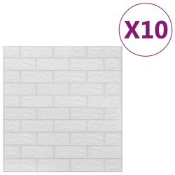 vidaXL Papel pintado autoadhesivo ladrillos 3D 10 unidades blanco