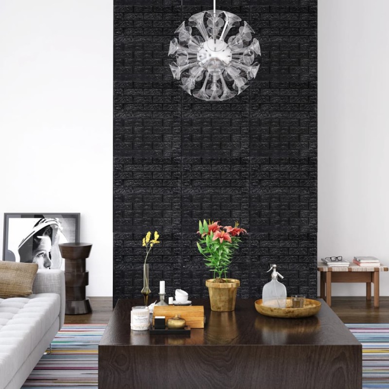 vidaXL Papel pintado autoadhesivo ladrillos 3D 10 unidades negro vidaXL Papel pintado autoadhesivo ladrillos 3D 10 unidades negro